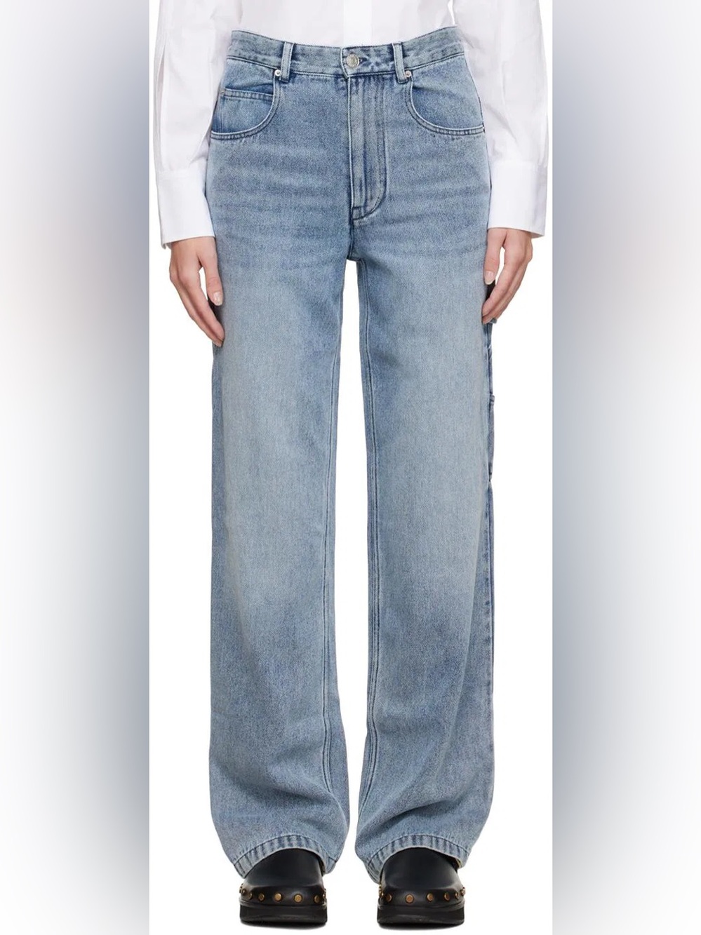 Isabel Marant Paryama Wide Leg Cargo Jeans 34 US 2 Utility Carpenter Denim - Picture 9 of 9